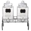 Beverage Dispenser, 2 Pack 1.5 Gallon Drink Dispensers for Parties, Glass Juice Dispenser with Metal Stand, Stainless Steel Spigot