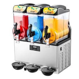 Commercial Frozen Drink Maker, 15Lx3 Triple Tank Slushy Machine, 180 Cups Stainless Steel Margarita Smoothie Frozen Drink Machine