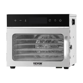Food Dehydrator Machine, 6 Stainless Steel Trays, 400W Electric Food Dryer with Adjustable Temperature & 24-Hour Timer, Freeze Dryer for Jerky, Meat