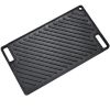 Reversible Grill/Griddle, 9.7"x16.7" Pre-Seasoned Cast Iron Griddle, Rectangular Double Burner Griddle Pan, Non-Stick Family Pan Cookware with Handles