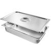 4 Pack Hotel Pans, Full Size Anti-Jam Steam Pan with Lid, 0.8mm Thick Stainless Steel Steam Table Pan, 4-Inch Deep Commercial Table Pan