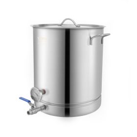 Stainless Steel Kettle, 16 GALLON Brewing Pot, Tri Ply Bottom for Beer, Brew Kettle Pot, Home Brewing Supplies Includes Lid, Handle, Thermometer