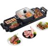 2 in 1 Electric Grill and Hot Pot, 2400W BBQ Pan Grill and Hot Pot, Multifunctional Teppanyaki Grill Pot with Dual Temp Control
