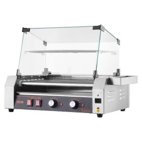 Hot Dog Roller, 18 Hot Dog 7 Rollers, Stainless Steel Sausage Grill Cooker, 1050W Commercial Hot Dog Machine with Dual Temp Control, Cover
