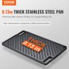 Reversible Grill/Griddle, 9.7"x16.7" Pre-Seasoned Cast Iron Griddle, Rectangular Double Burner Griddle Pan, Non-Stick Family Pan Cookware with Handles