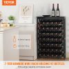 42 Bottle Modular Wine Rack, 7-Tier Solid Bamboo Wood Storage Racks with Table Top, Floor Freestanding Wines Holder Display Shelf
