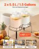 Beverage Dispenser, 2 Pack 1.5 Gallon Drink Dispensers for Parties, Glass Juice Dispenser with Metal Stand, Stainless Steel Spigot