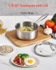 1.5 QT Saucepan, Stainless Steel Saucepan with Glass Lid, Multipurpose Nonstick Stainless Steel Small Cooking Sauce Pot with Ergonomic Handle
