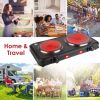 Infrared Dual Burner Hot Plate - 1000W & 800W  Glass Plates, Quick/Even Heating, 302-1022 Stepless Temp, Auto Shut-Off