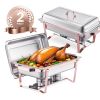 Chafing Dish Buffet Set, 8 Qt 2 Pack, Stainless Steel Chafer with 2 Full Size Pans